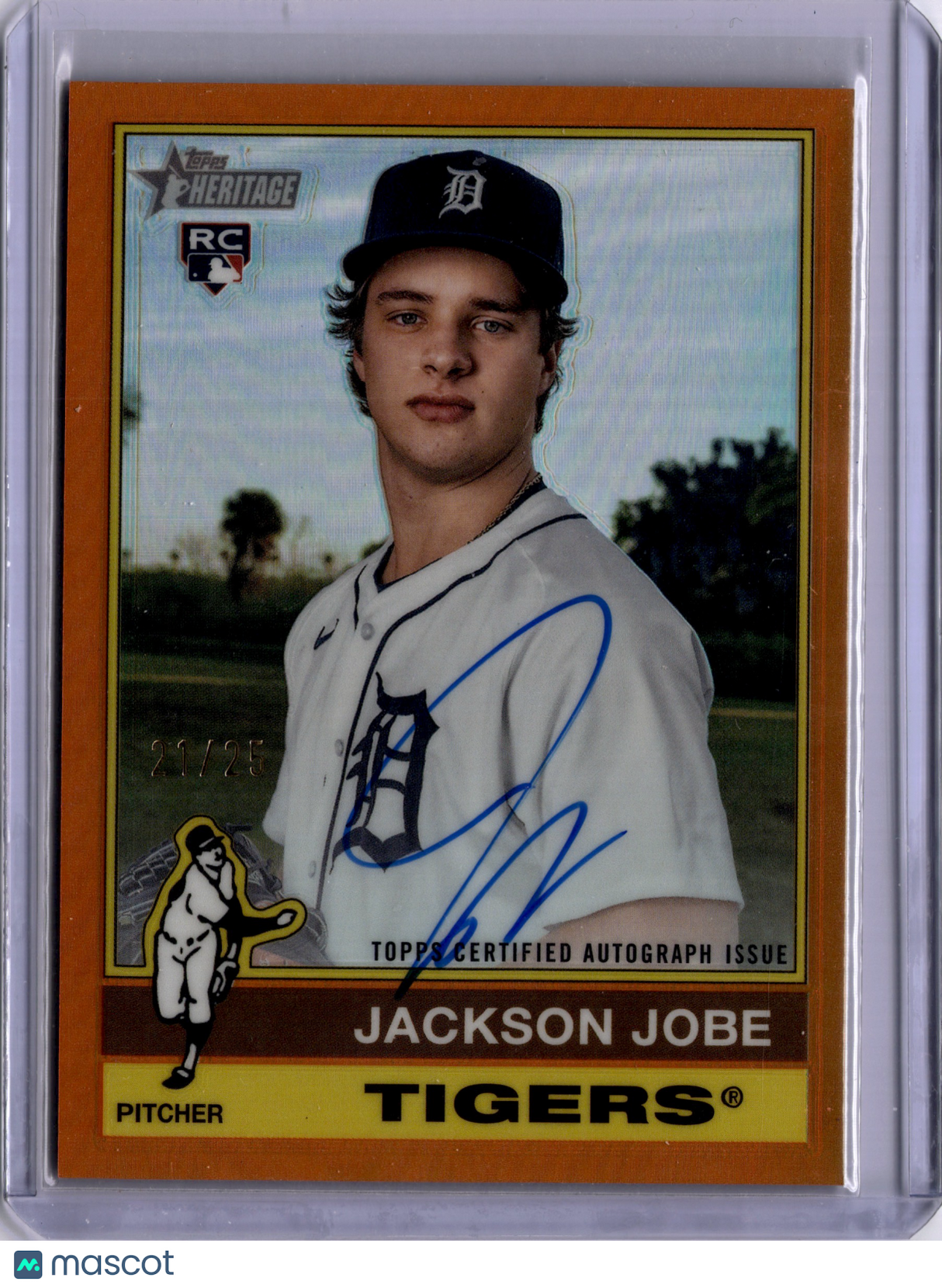 Jackson Jobe 2022 Topps Heritage Rookie RC Real One Auto On Card /25 Tigers