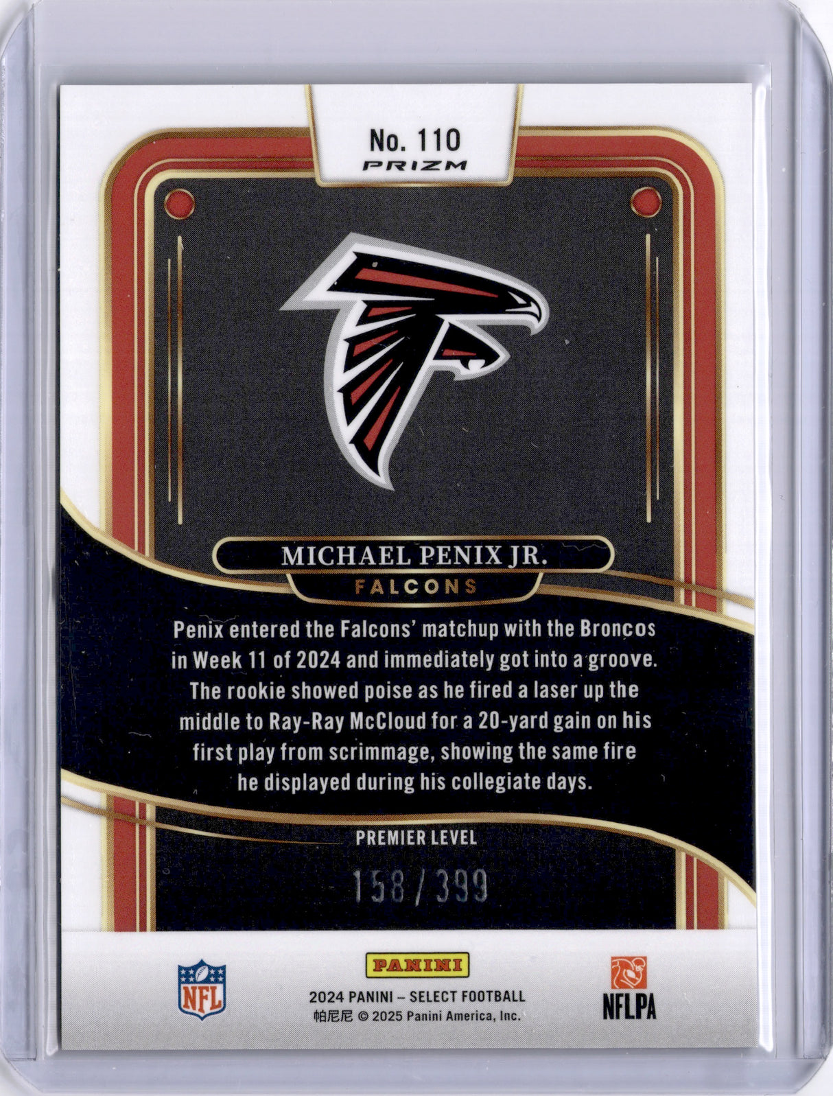 Michael Penix Jr. 2025 Panini Select Orange Shock Prizm /399 Rookie RC Falcons