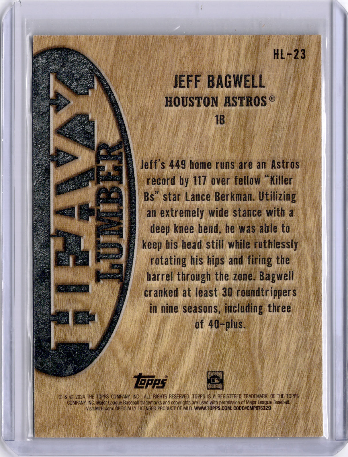 Jeff Bagwell 2024 Topps Heavy Lumber SP Case Hit Astros HOF
