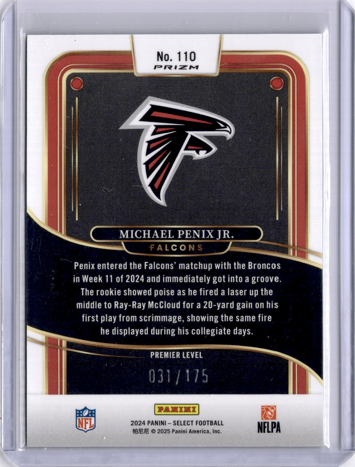 Michael Penix Jr. 2025 Panini Select Blue Prizm /150 Rookie RC Falcons