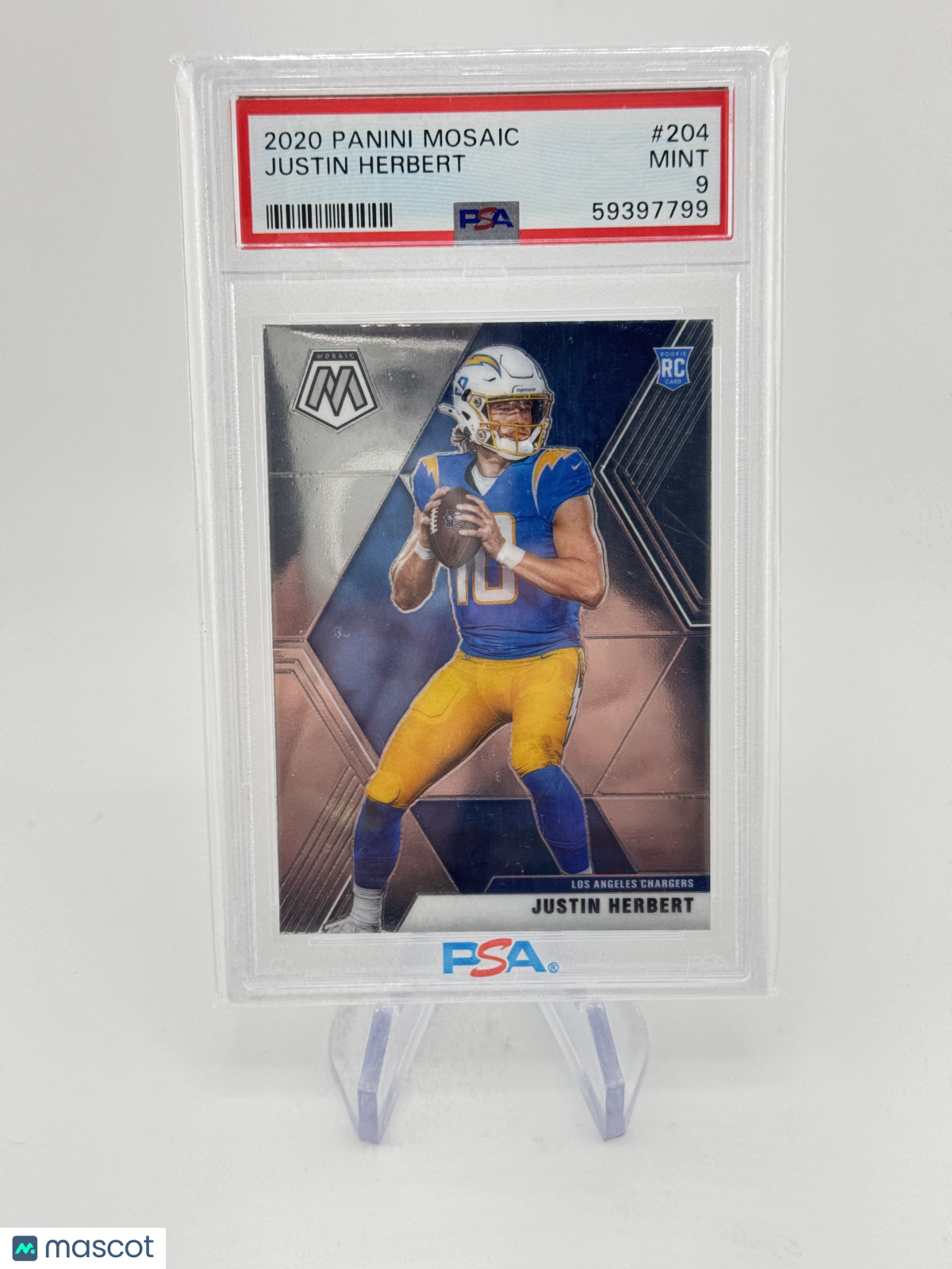 Justin Herbert 2020 Panini Mosaic Rookie RC PSA 9 Mint Chargers