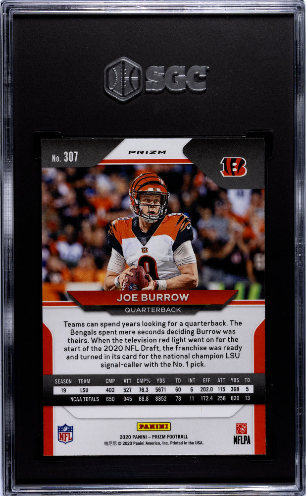 Joe Burrow 2020 Panini Prizm Orange Lazer Rookie RC SGC 9.5 Bengals