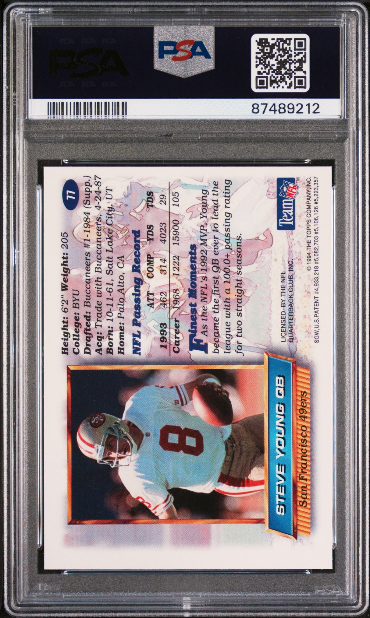 Steve Young 1994 Finest PSA 7 49ers HOF