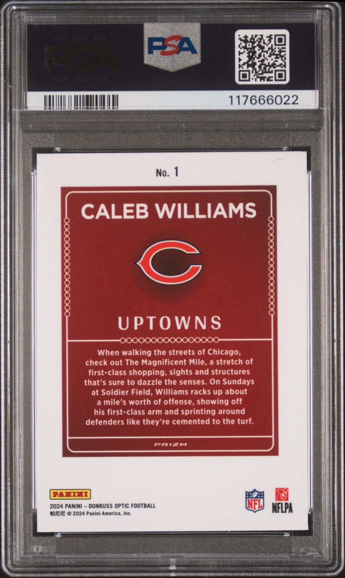 Caleb Williams 2024 Panini Donruss Optic Uptowns Rookie RC PSA 9 Bears