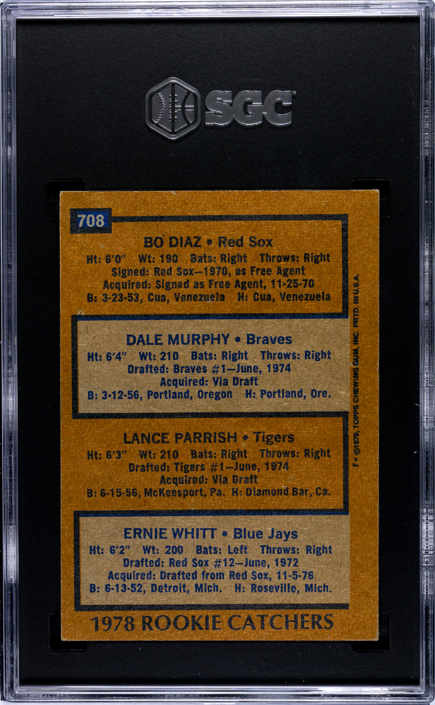Dale Murphy Lance Parrish Rookie Catchers 1978 Topps RC SGC 4