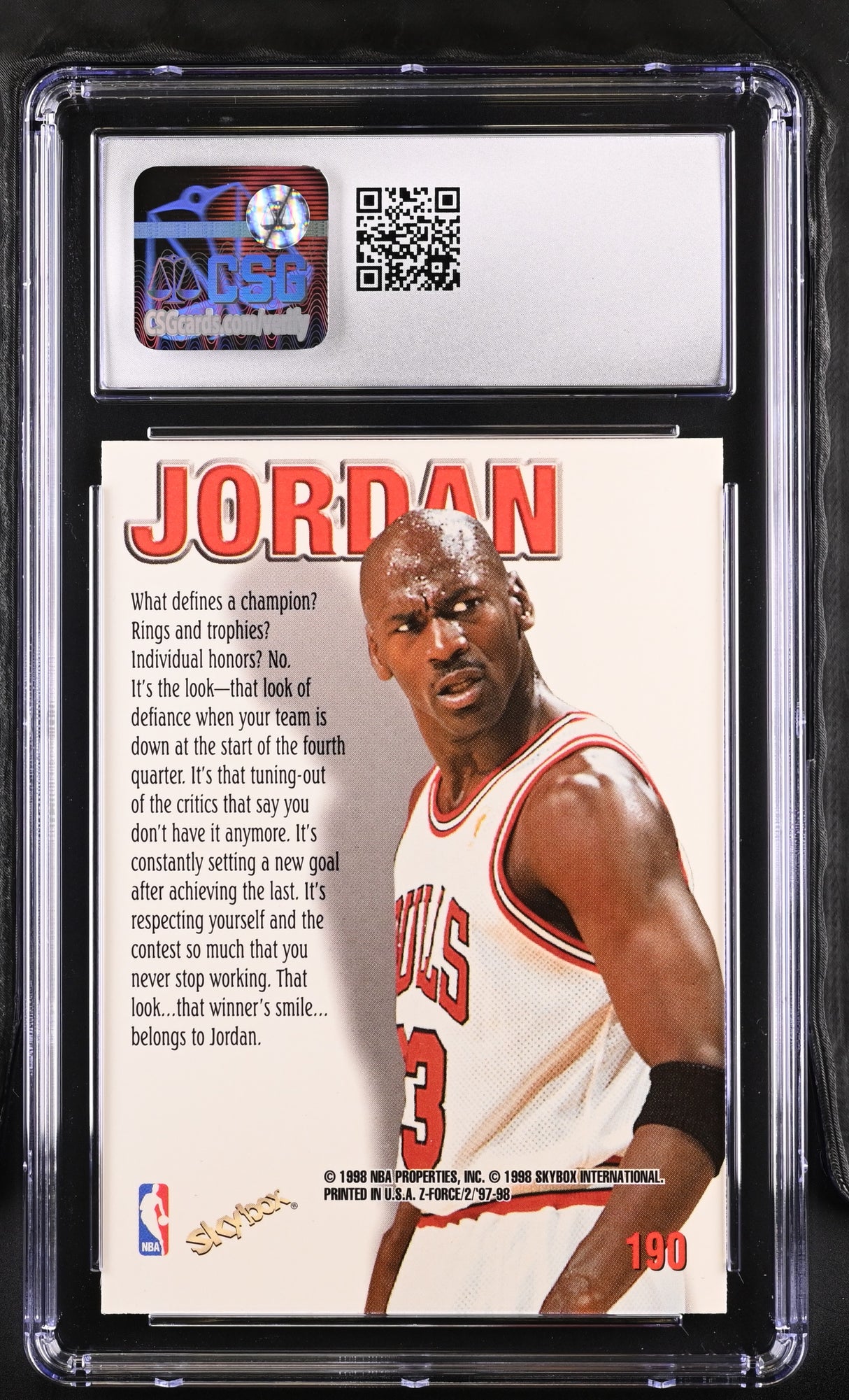Michael Jordan 1997-98 SkyBox Z-Force Zupermen CGC 9 Mint Bulls