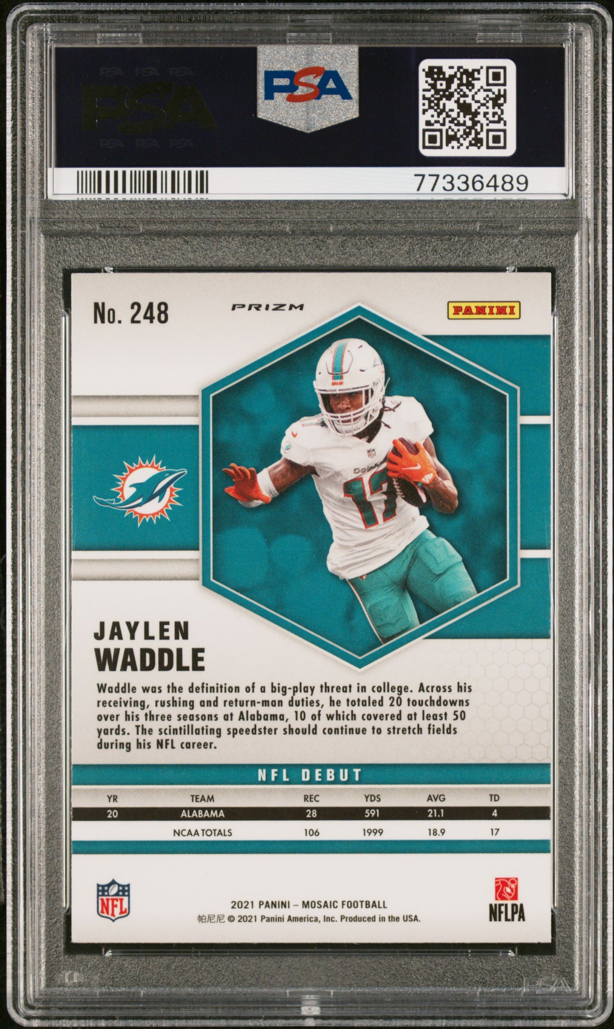 Jaylen Waddle 2021 Panini Mosaic NFL Debut Rookie RC PSA 10 Reactive Yellow