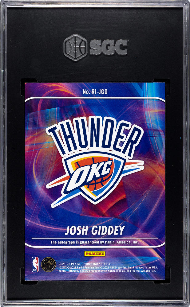Josh Giddey 2021 Panini Hoops Rookie Ink Auto SGC 9.5 Mint+ Bulls Thunder RC