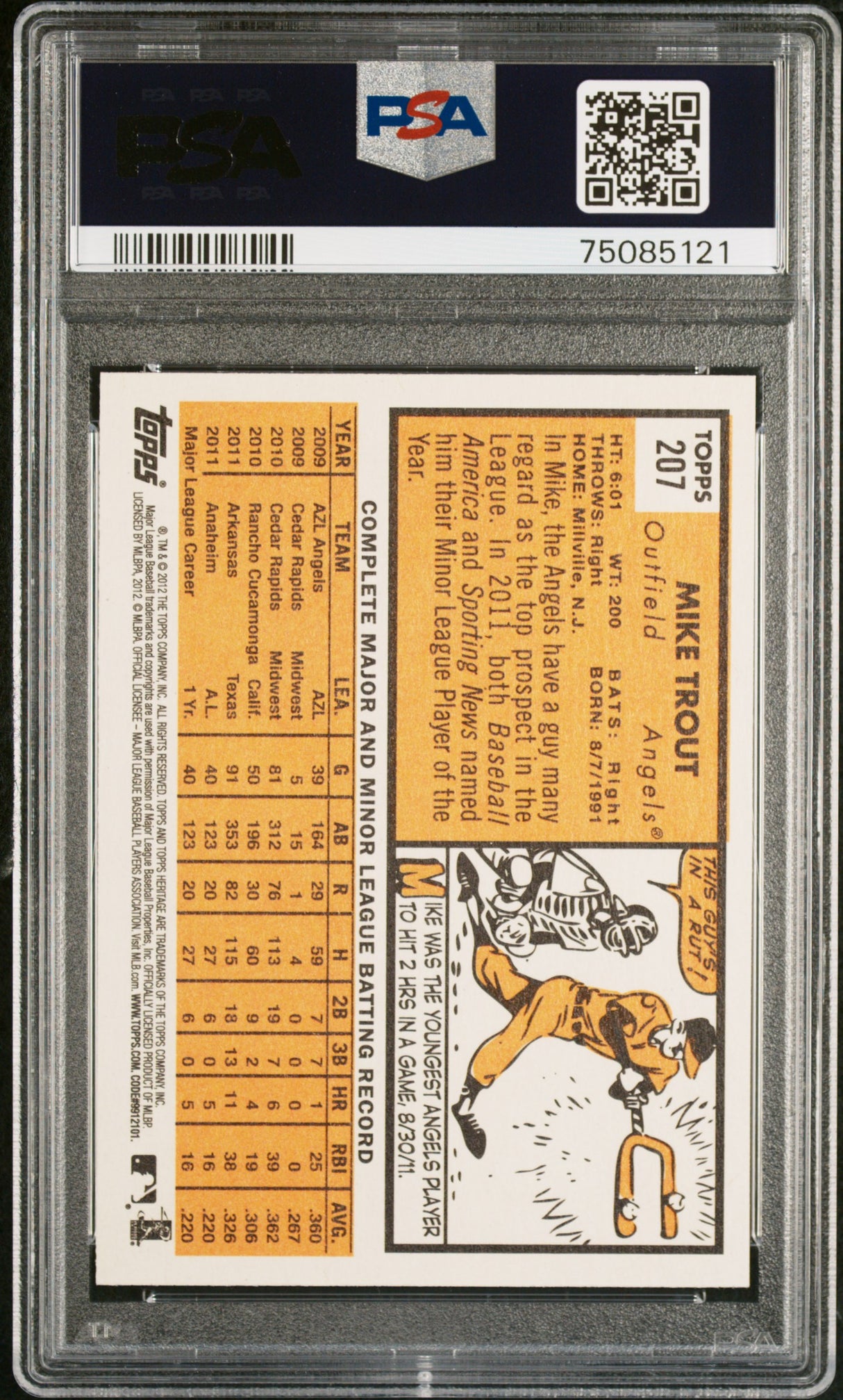 Mike Trout 2012 Topps Heritage Rookie RC PSA 9 Mint Angels