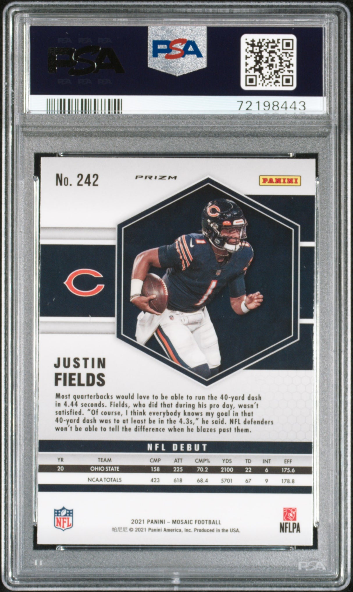 Justin Fields 2021 Panini Mosaic Green Rookie RC PSA 10 Gem Mint