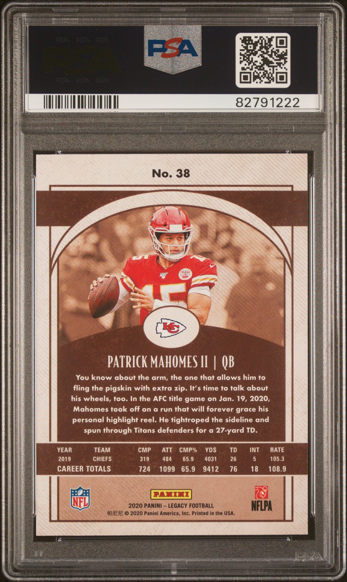 Patrick Mahomes II 2020 Panini Legacy Orange /199 PSA 10 Gem Mint Chiefs
