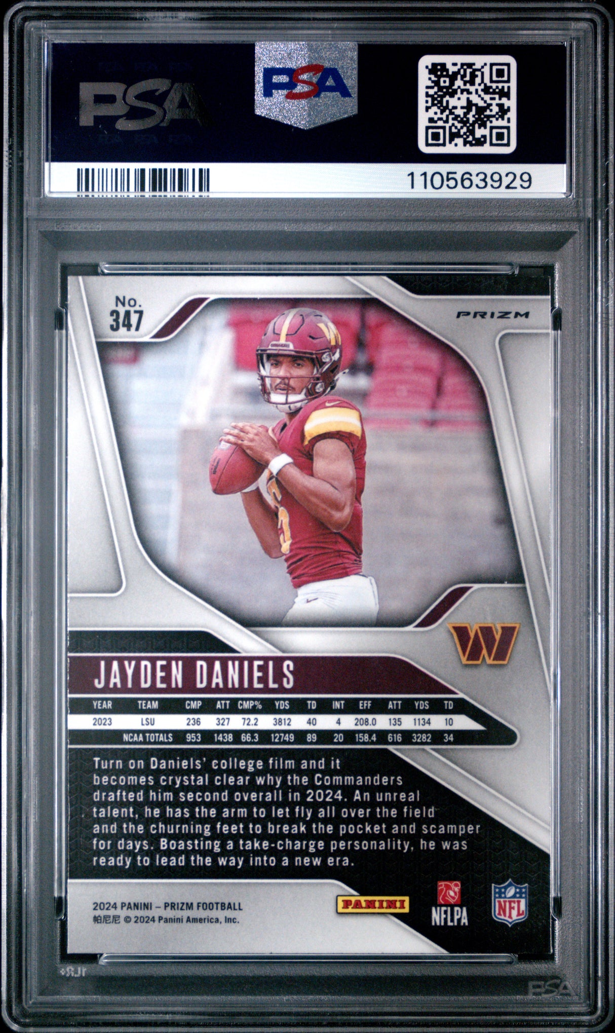 Jayden Daniels 2024 Panini Prizm Neon Green Pulsar Rookie RC PSA 9 Mint