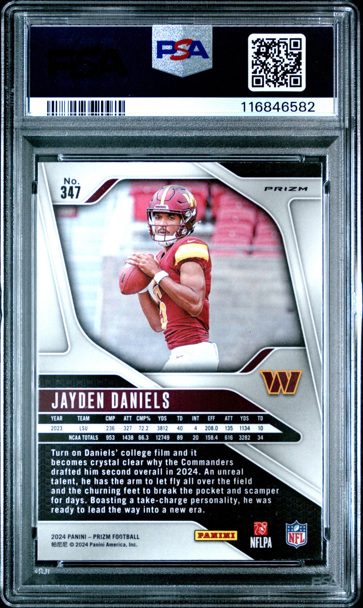 Jayden Daniels 2024 Panini Prizm Lazer Rookie RC PSA 10 Gem Mint Commanders