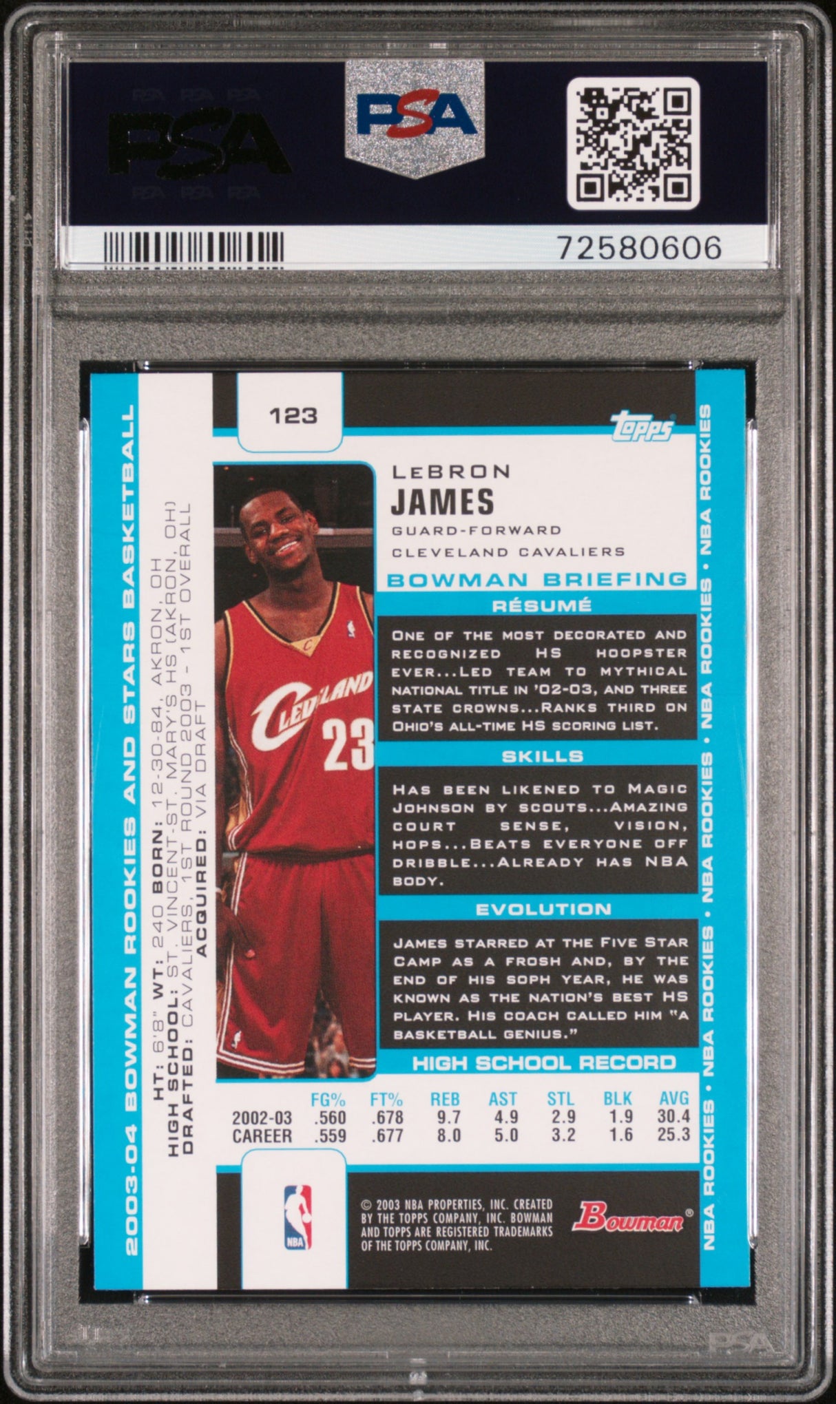 LeBron James 2003 Bowman Rookies & Stars Rookie RC PSA 8 Near Mint