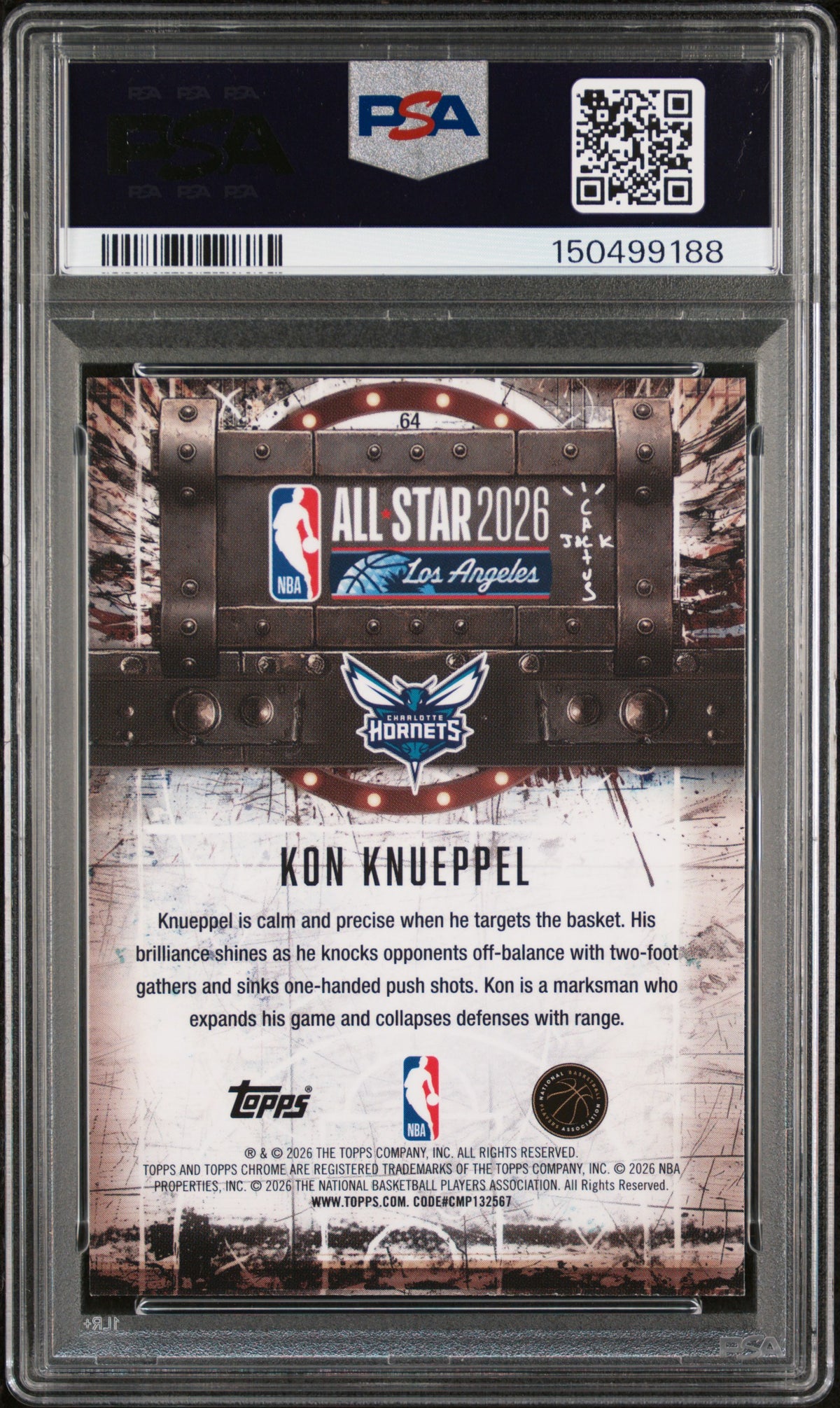 Kon Knueppel 2025 Topps Chrome Cactus Jack X NBA All-Star Game Rookie RC PSA 9