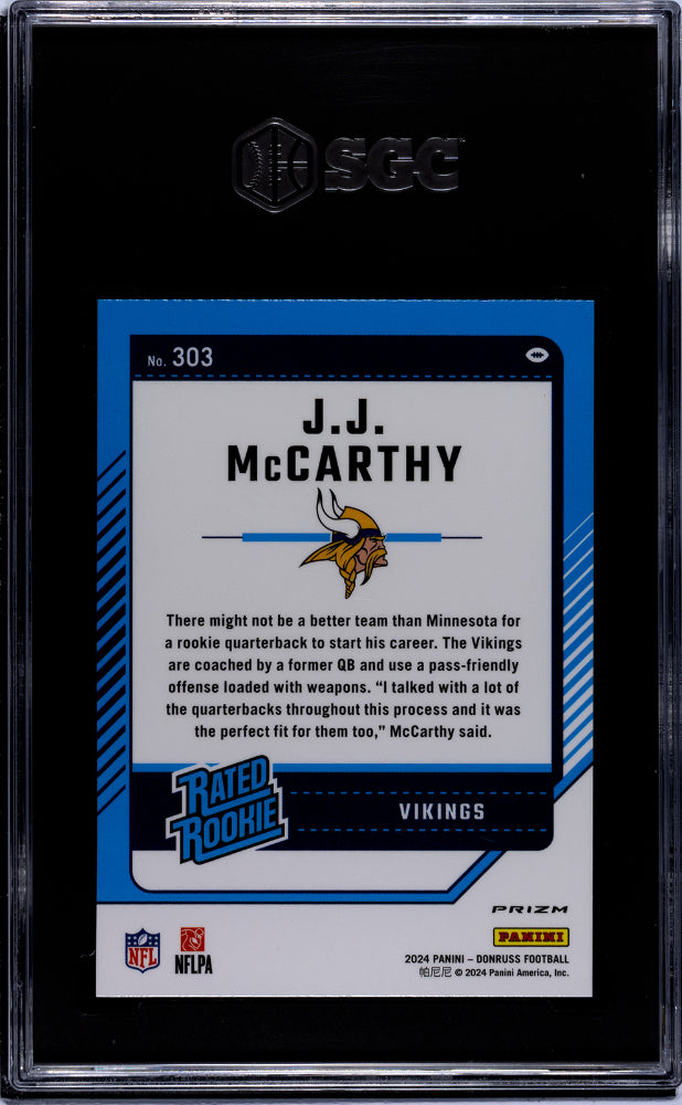 JJ Mccarthy 2024 Donruss Optic Preview Red Pandora Rookie RC SGC 10 Vikings