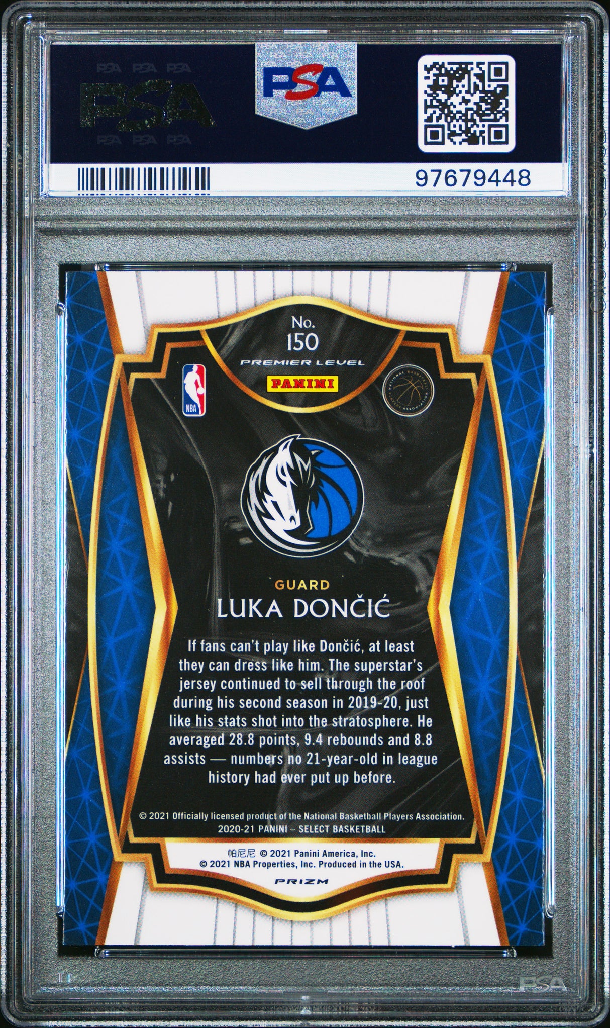 Luka Doncic 2020 Panini Select Red White Green Cracked PSA 10 Gem Mint