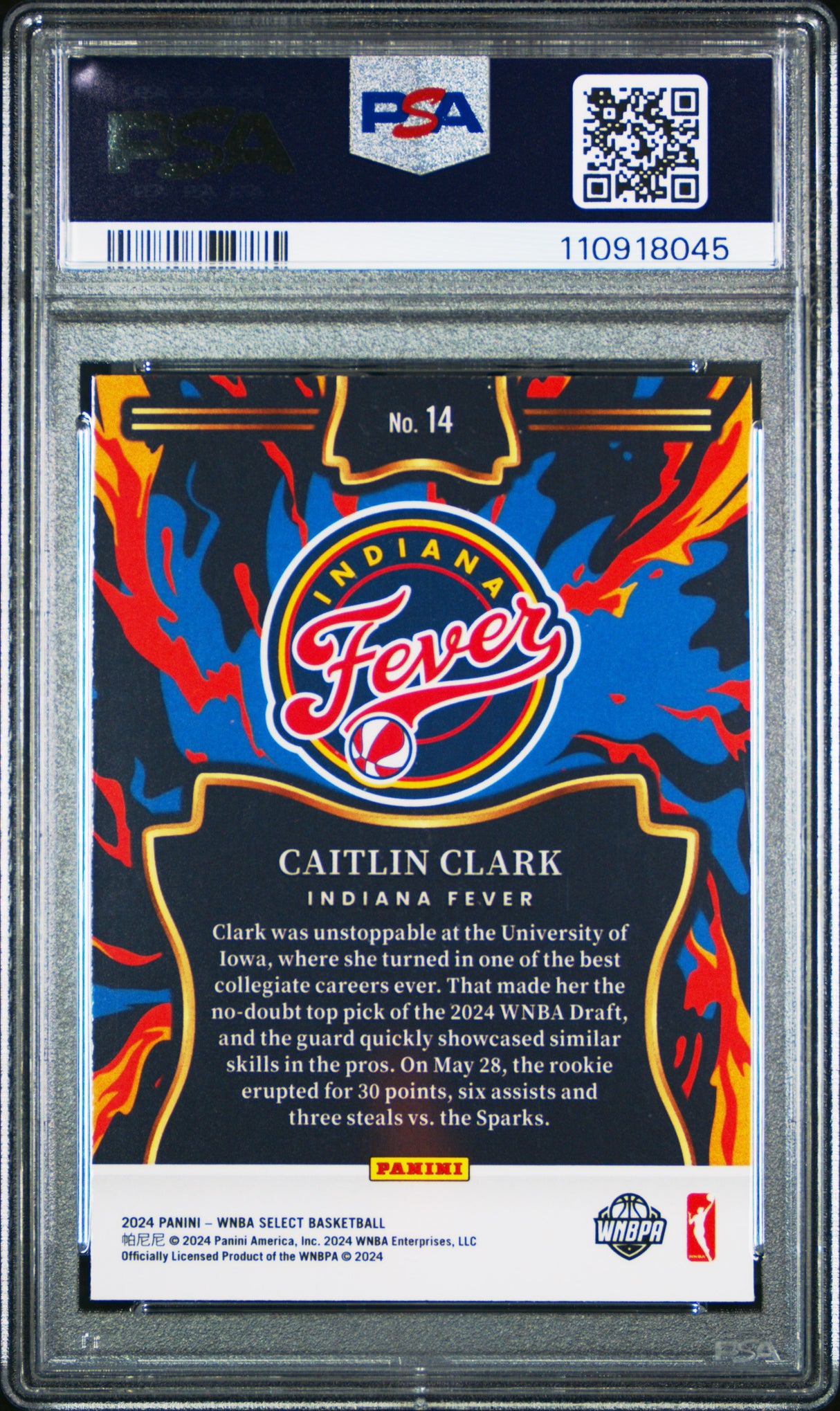 Caitlin Clark 2024 Select WNBA EN Fuego Rookie RC Insert PSA 10 Gem Mint Fever