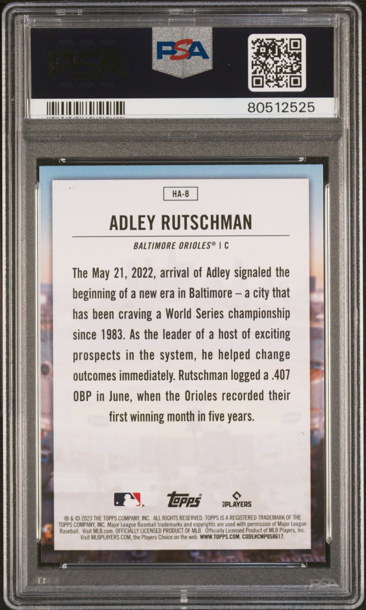 Adley Rutschman 2023 Topps Home Field Advantage Rookie Orioles PSA 10 Gem Mint