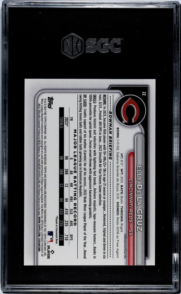 Elly De La Cruz 2024 Bowman Rookie RC SGC 10 Gem Mint Reds