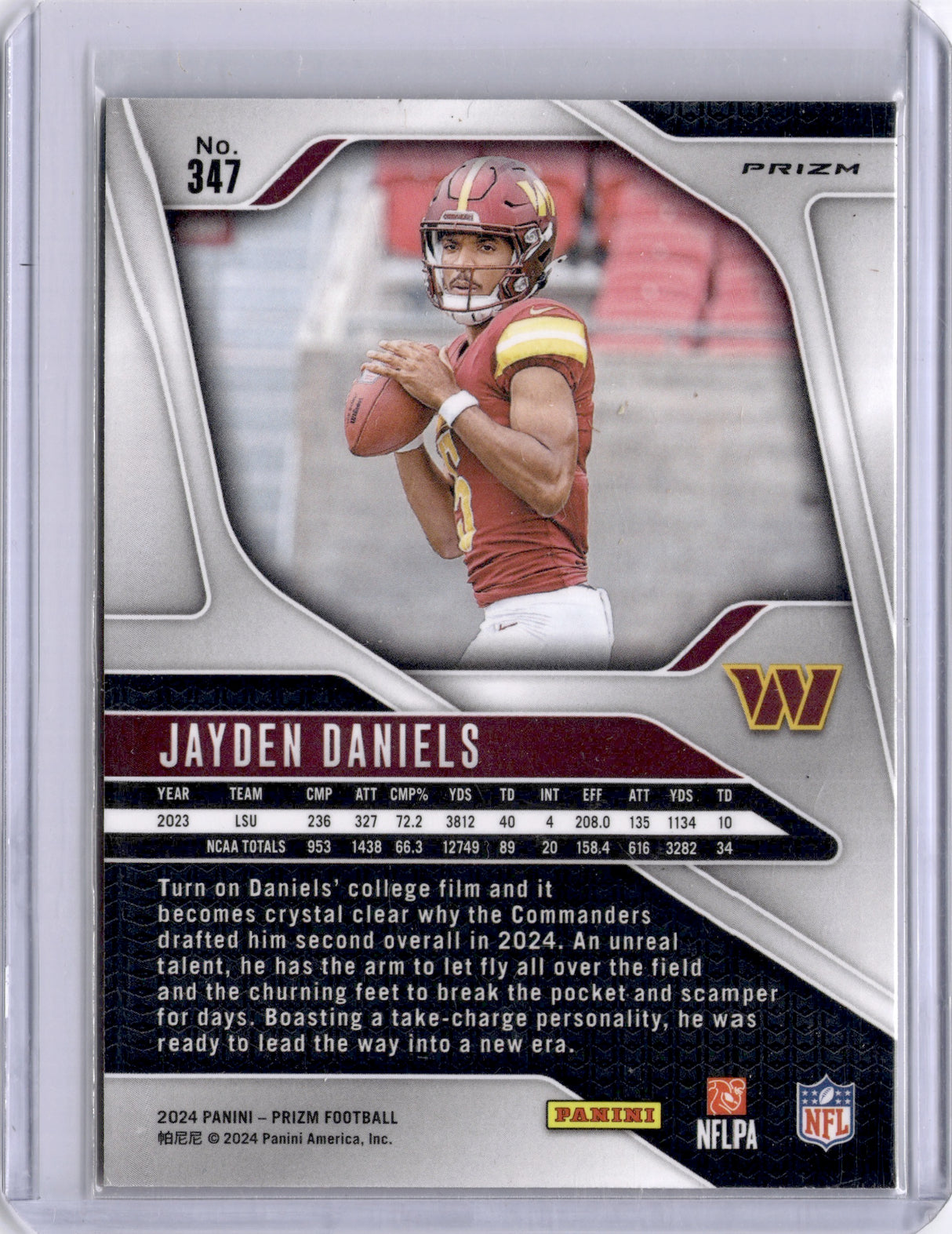 Jayden Daniels 2024 Panini Prizm Orange Laser Rookie RC Commanders