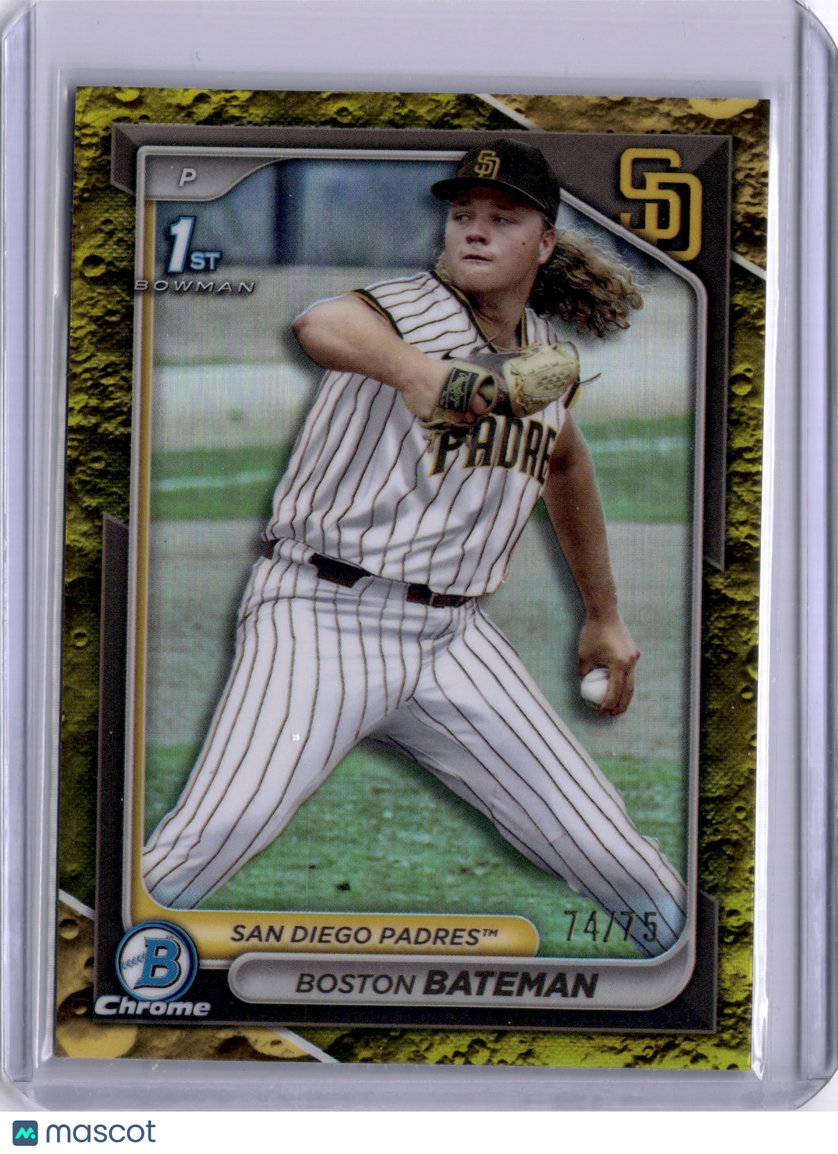 Boston Bateman 2024 Bowman Chrome Yellow Lunar Glow /75 Padres