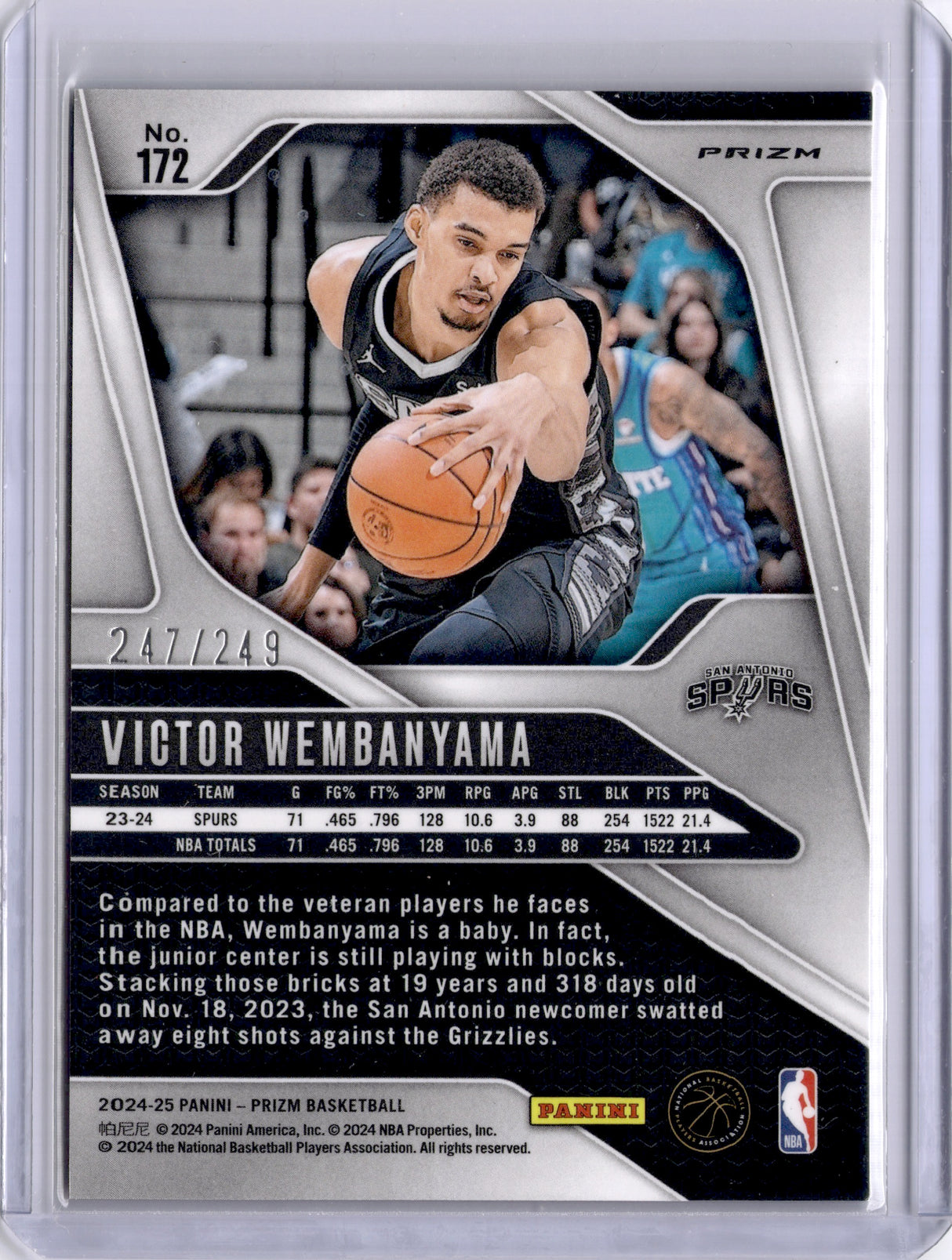 Victor Wembanyama 2024-25 Panini Prizm Pink /249 Spurs