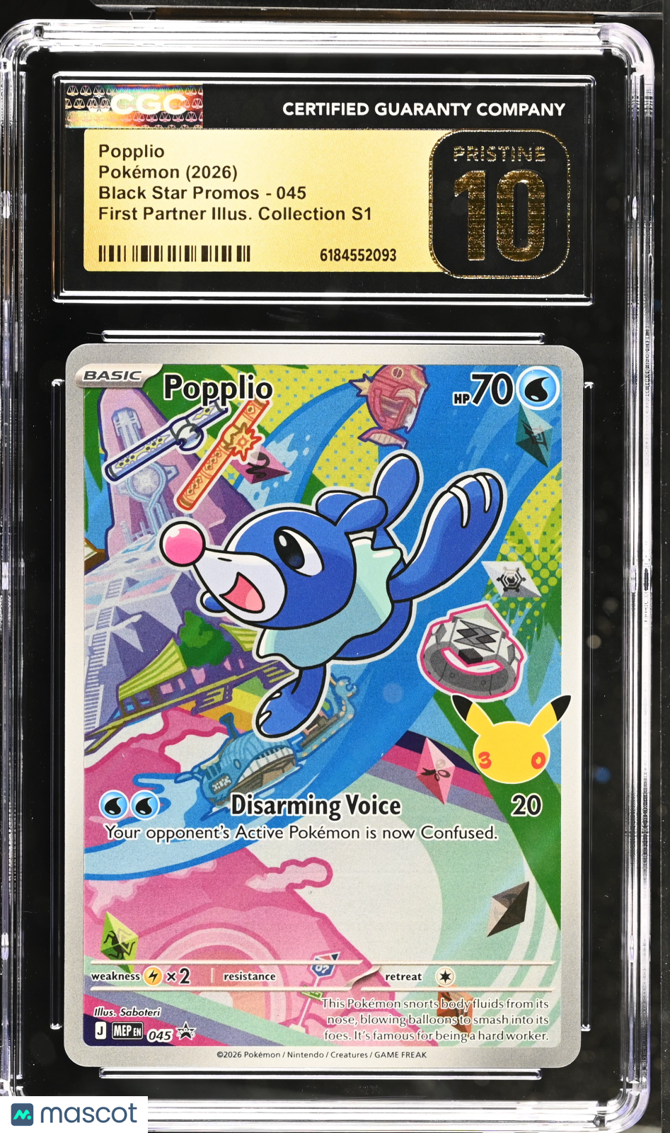 Popplio Pokemon First Partner Illustration Black Star Promos 045 CGC 10 PRISTINE