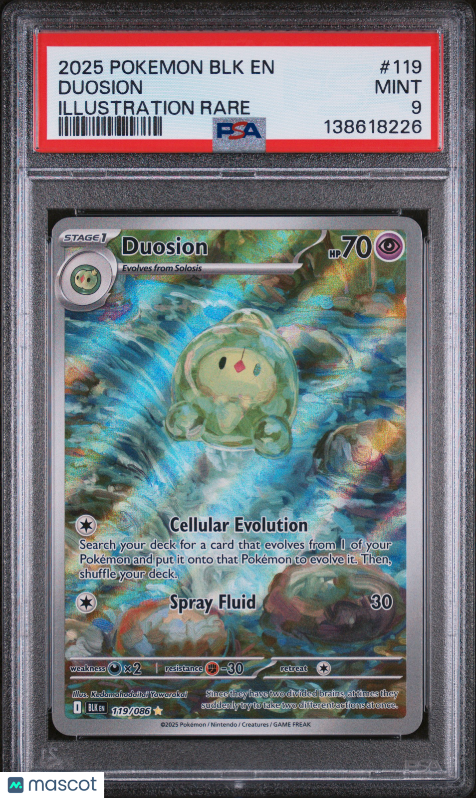 Duosion 2025 Pokemon Black Bolt #119 Illustration Rare PSA 9 Mint