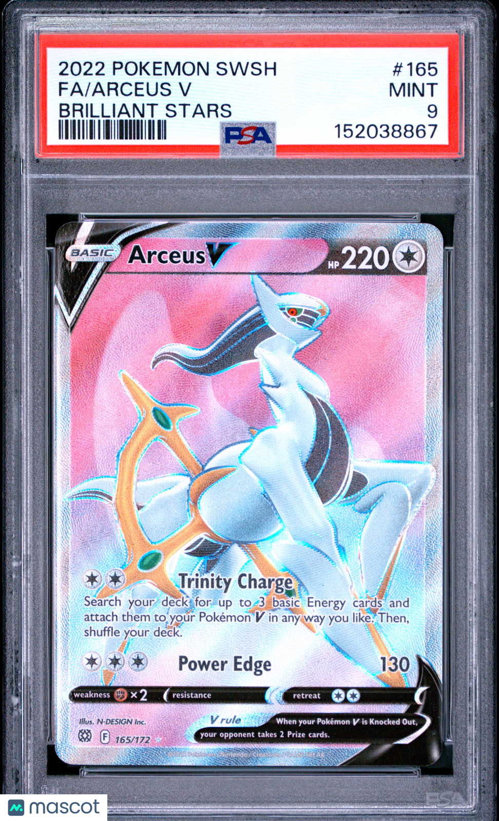 Arceus V 2022 Pokemon Sword & Shield Brilliant Stars #165 FA PSA 9 Mint