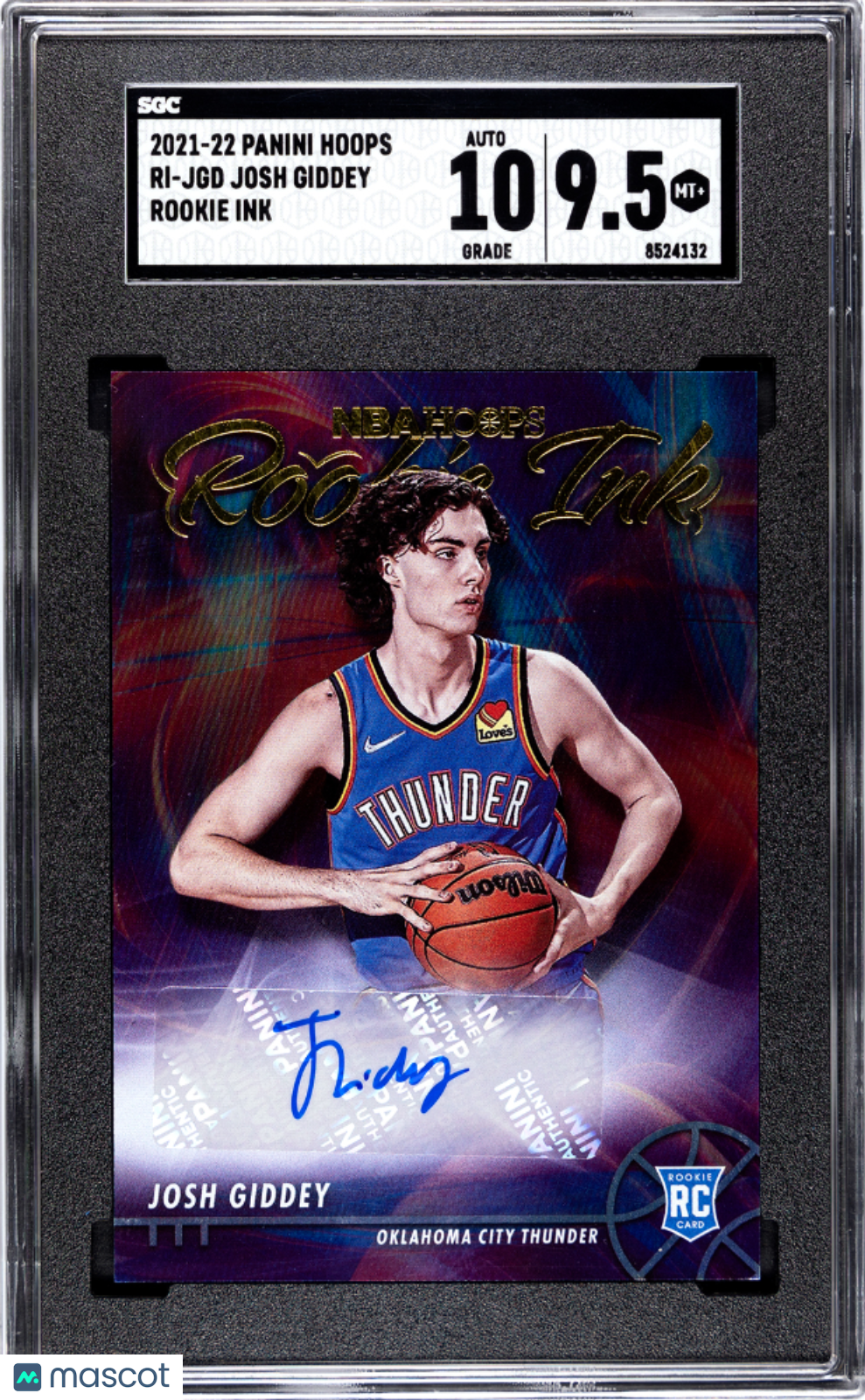 Josh Giddey 2021 Panini Hoops Rookie Ink Auto SGC 9.5 Mint+ Bulls Thunder RC