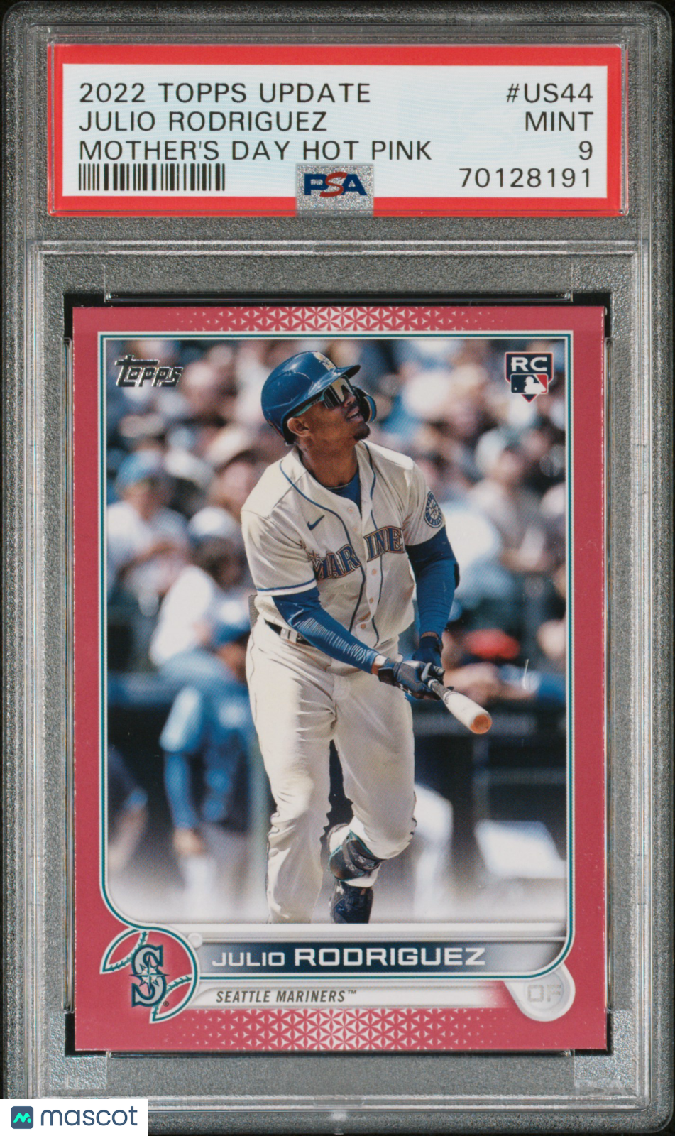 Julio Rodriguez 2022 Topps Update Mothers's Day Hot Pink /50 Rookie RC PSA 9