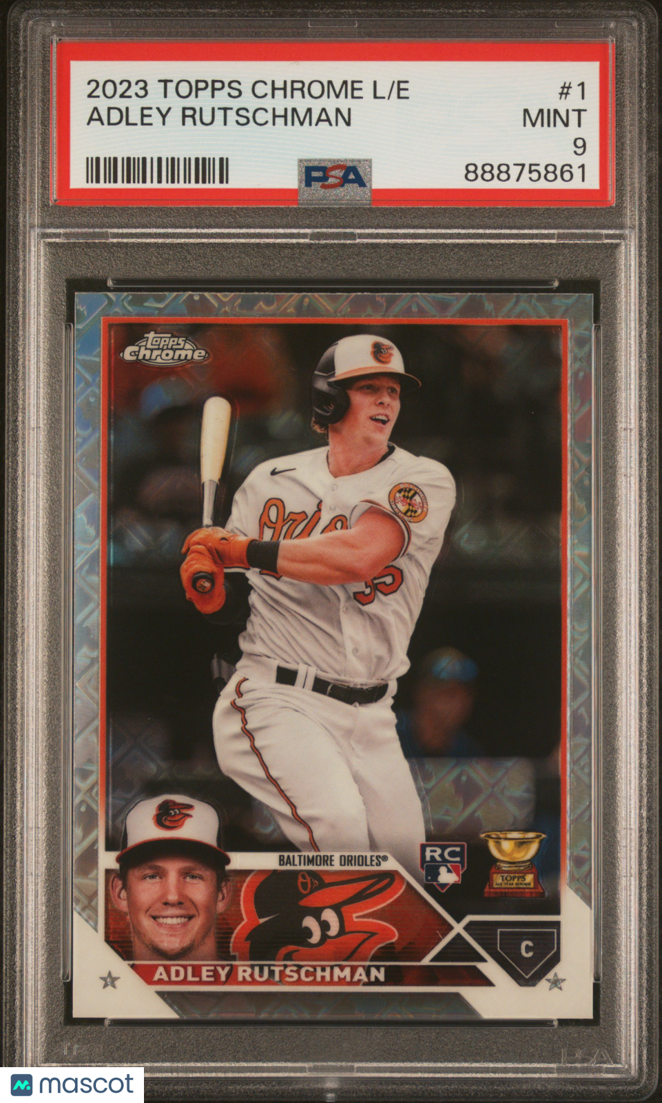 Adley Rutschman 2023 Topps Chrome Logofractor Edition Rookie RC PSA 9 Mint