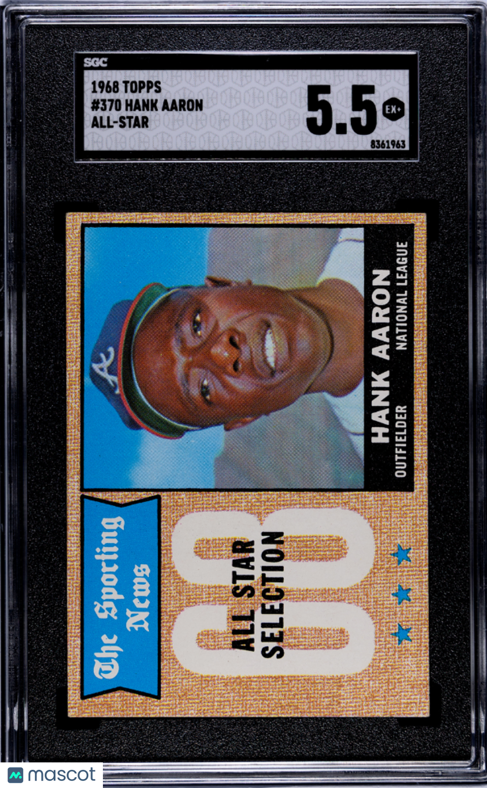 Hank Aaron 1968 Topps All Star SGC 5.5 Braves HOF
