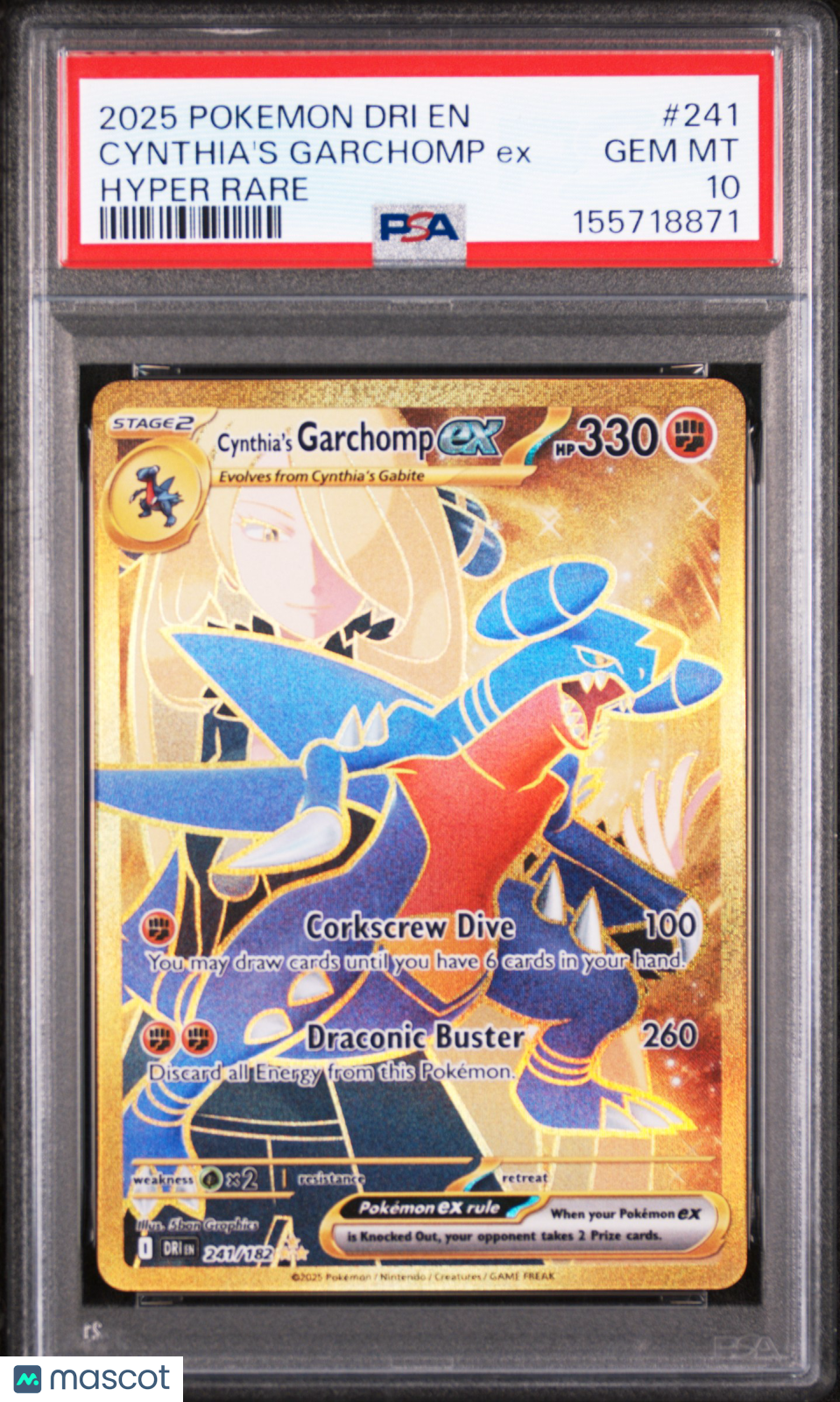 Cynthia's Garchomp EX 2025 Pokemon Destined Rivals 241 Hyper Rare PSA 10 Gem