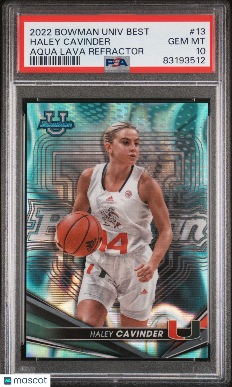 Haley Cavinder 2022 Bowman University Best Aqua Lava Refractor /199 PSA 10