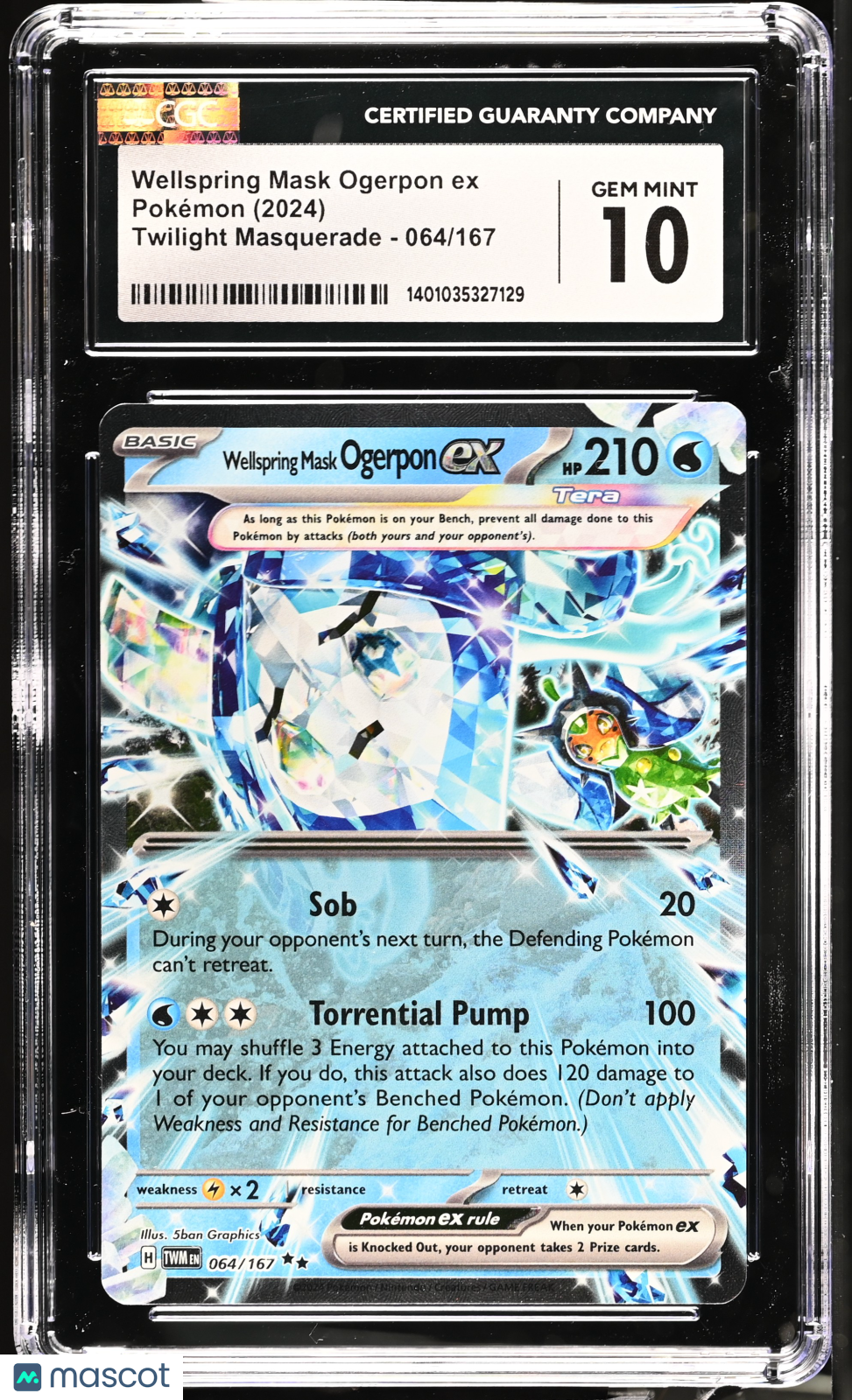 Wellspring Mask Ogerpon ex 2024 Pokemon Twilight Masquerade 064/167 CGC 10