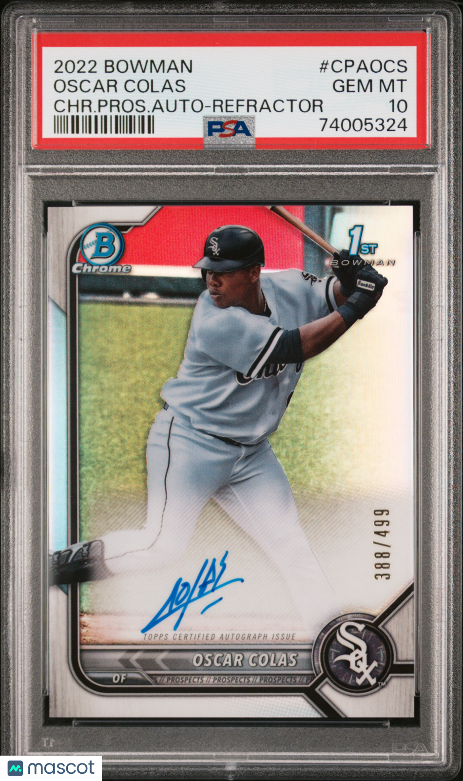 Oscar Colas 2022 Bowman Chrome Refractor /499 Auto PSA 10 White Sox