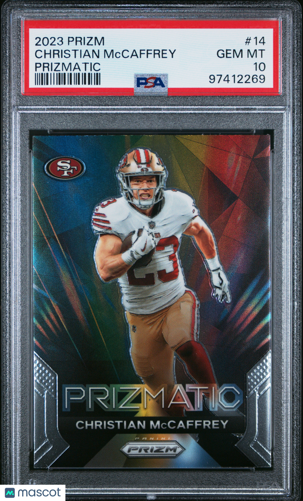 Christian Mccaffrey 2023 Panini Prizm Prizmatic PSA 10 49ers