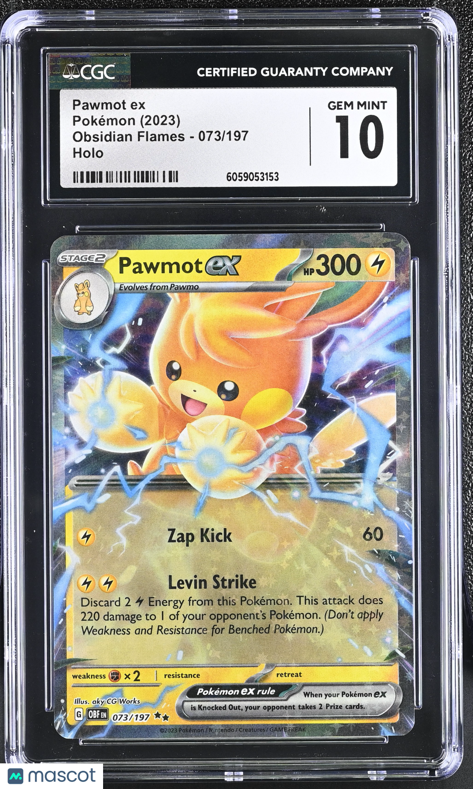 Pawmot ex 2023 Pokemon Obsidian Flames 073/197 CGC 10