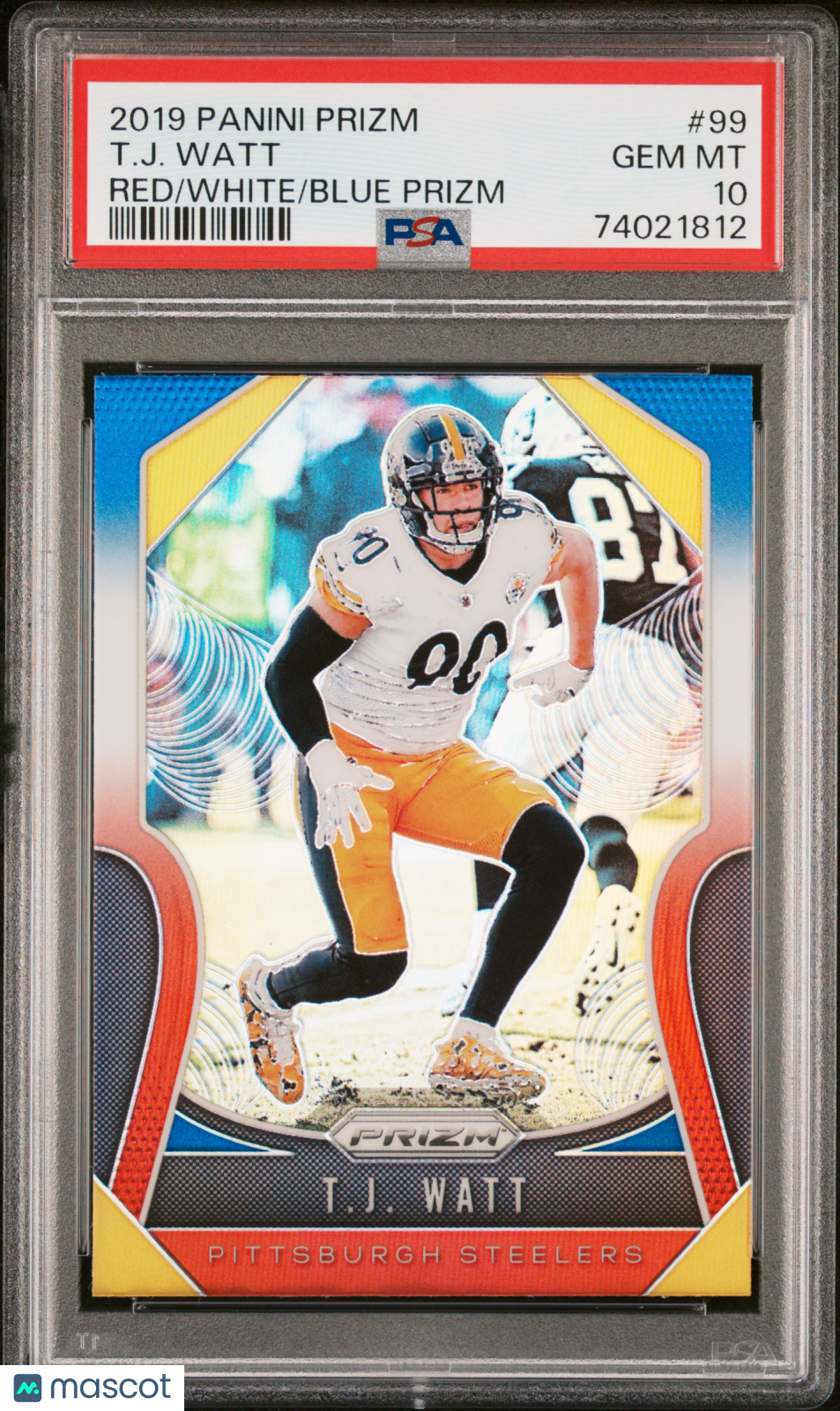 T. J. Watt 2019 Panini Prizm Red White Blue PSA 10 Gem Mint Steelers