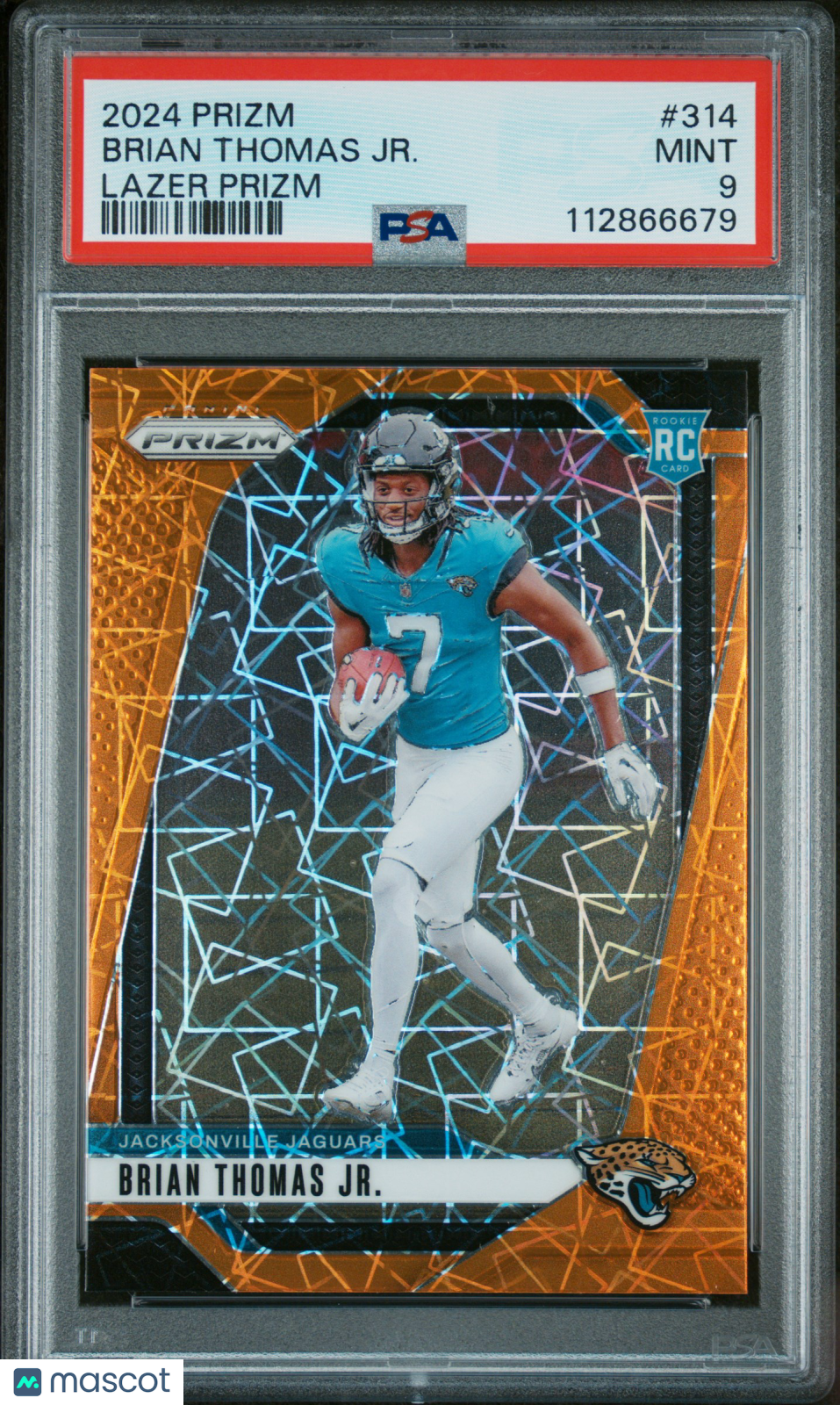 Brian Thomas Jr 2024 Panini Prizm Lazer Rookie RC PSA 9 Mint Jaguars