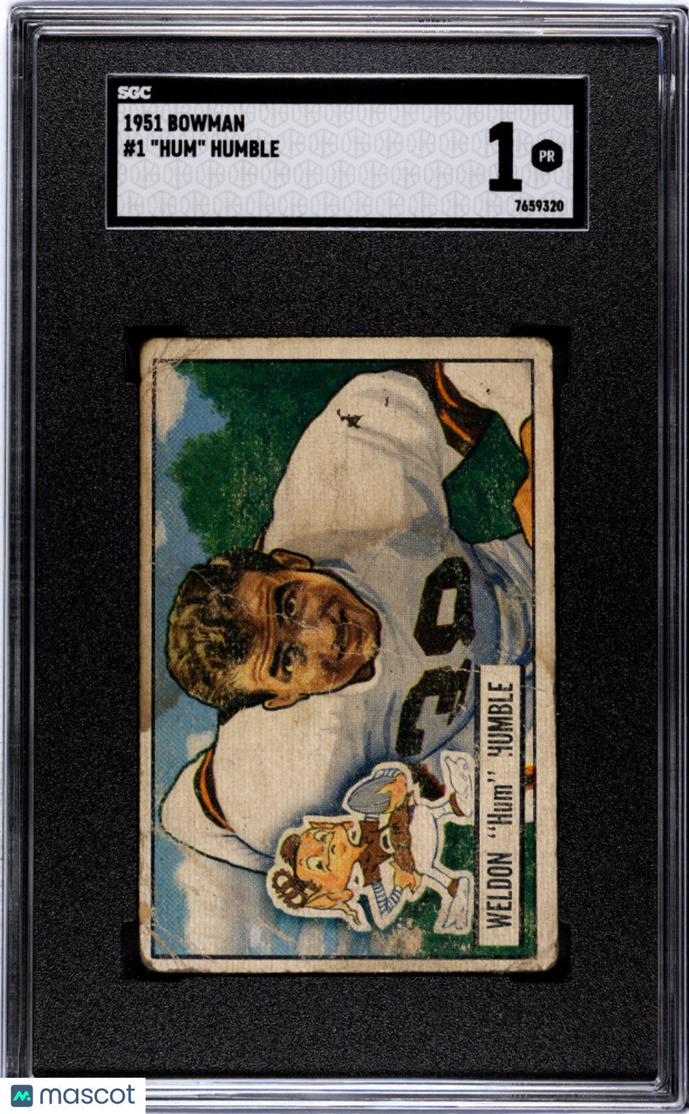 Weldon Hum Humble 1951 Bowman Football Rookie RC SGC 1