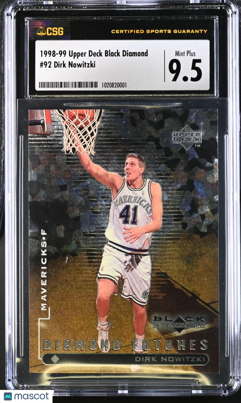 Dirk Nowitzki 1998-99 Upper Deck Black Diamond Futures Rookie RC CSG 9.5 CGC 10