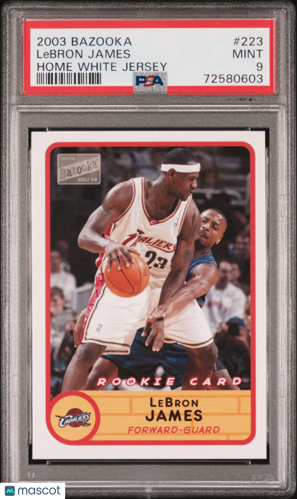LeBron James 2003 Bazooka Rookie RC Home White Jersey PSA 9 Mint