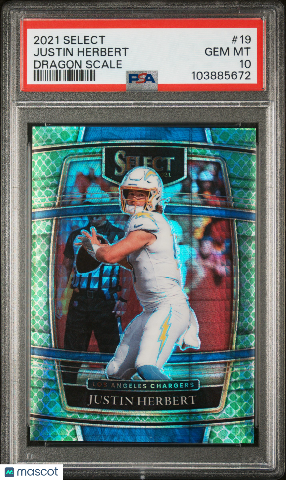 Justin Herbert 2021 Panini Select Dragon Scale /89 PSA 10 Gem Mint Chargers