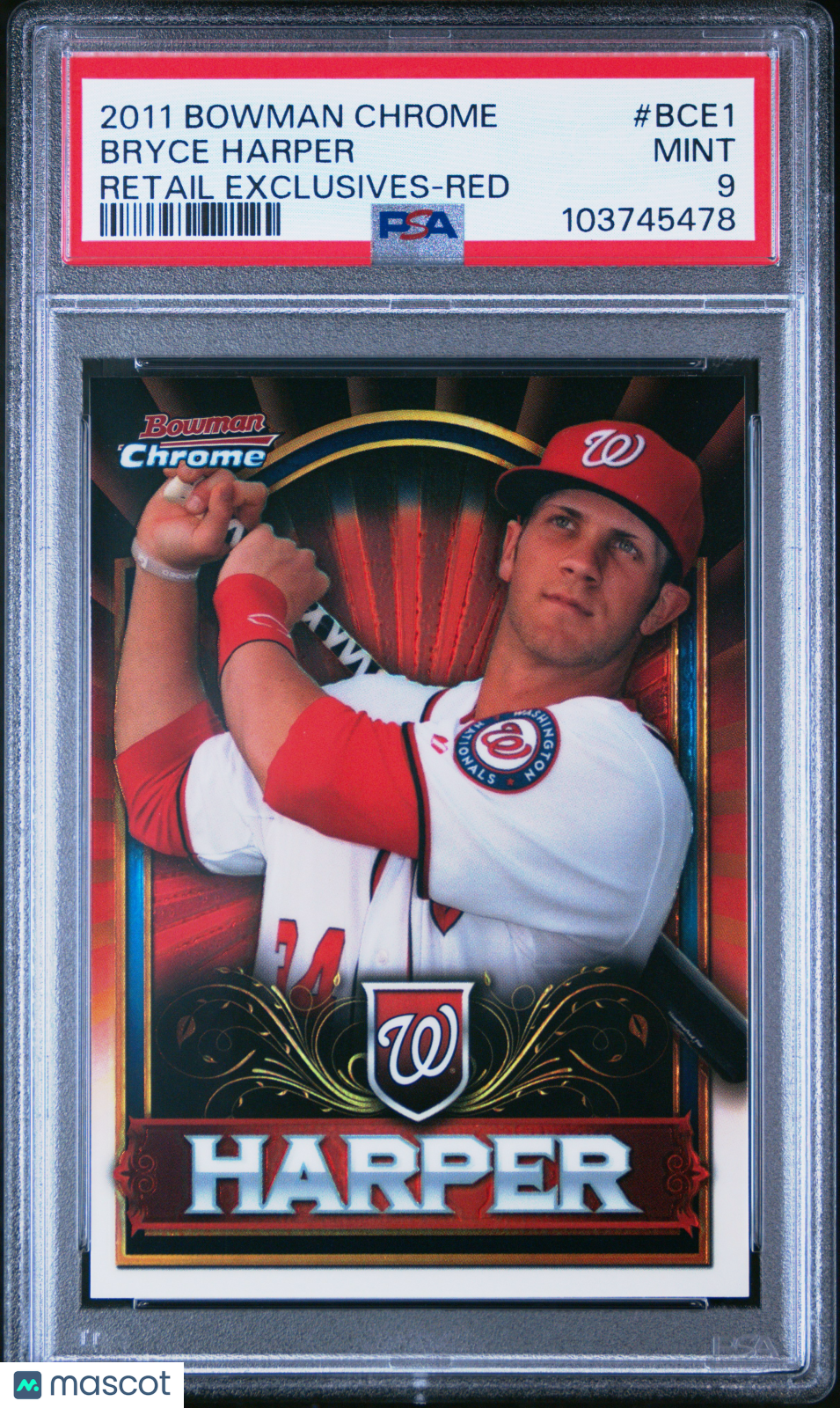 Bryce Harper 2011 Bowman Chrome Retail Exclusives Red PSA 9 Mint