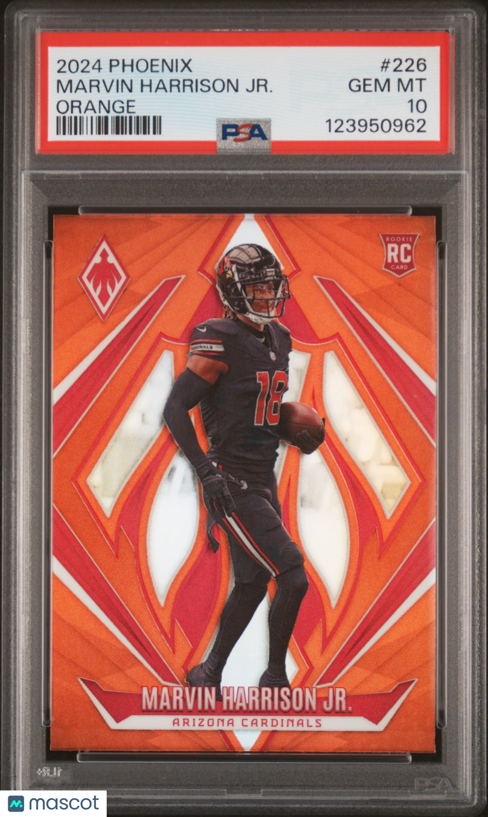Marvin Harrison Jr 2024 Panini Phoenix Orange Rookie RC PSA 10 Gem Mint