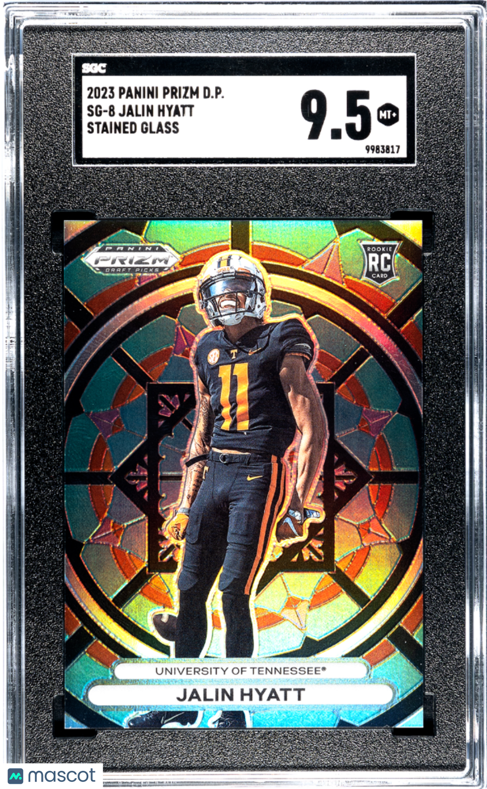 Jalin Hyatt 2023 Prizm Draft Picks Stained Glass SGC 9.5