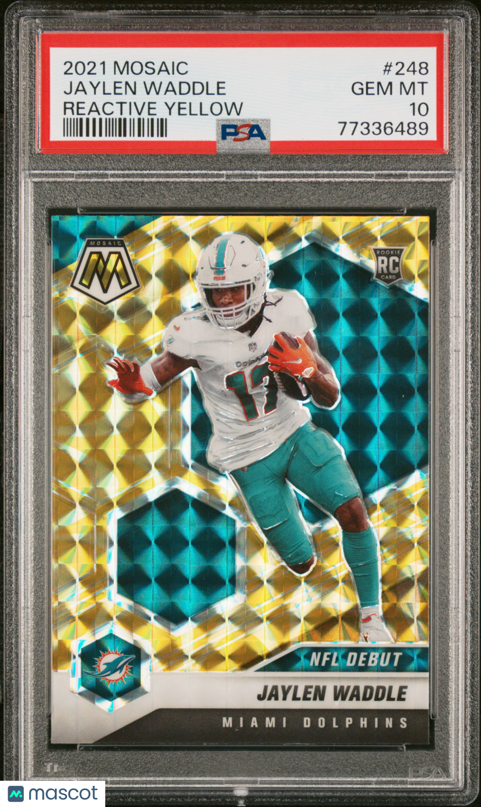 Jaylen Waddle 2021 Panini Mosaic NFL Debut Rookie RC PSA 10 Reactive Yellow